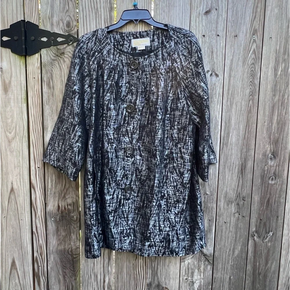 MICHAEL KORS Long Black and Gray Lined Blazer Jacket Women’s XL